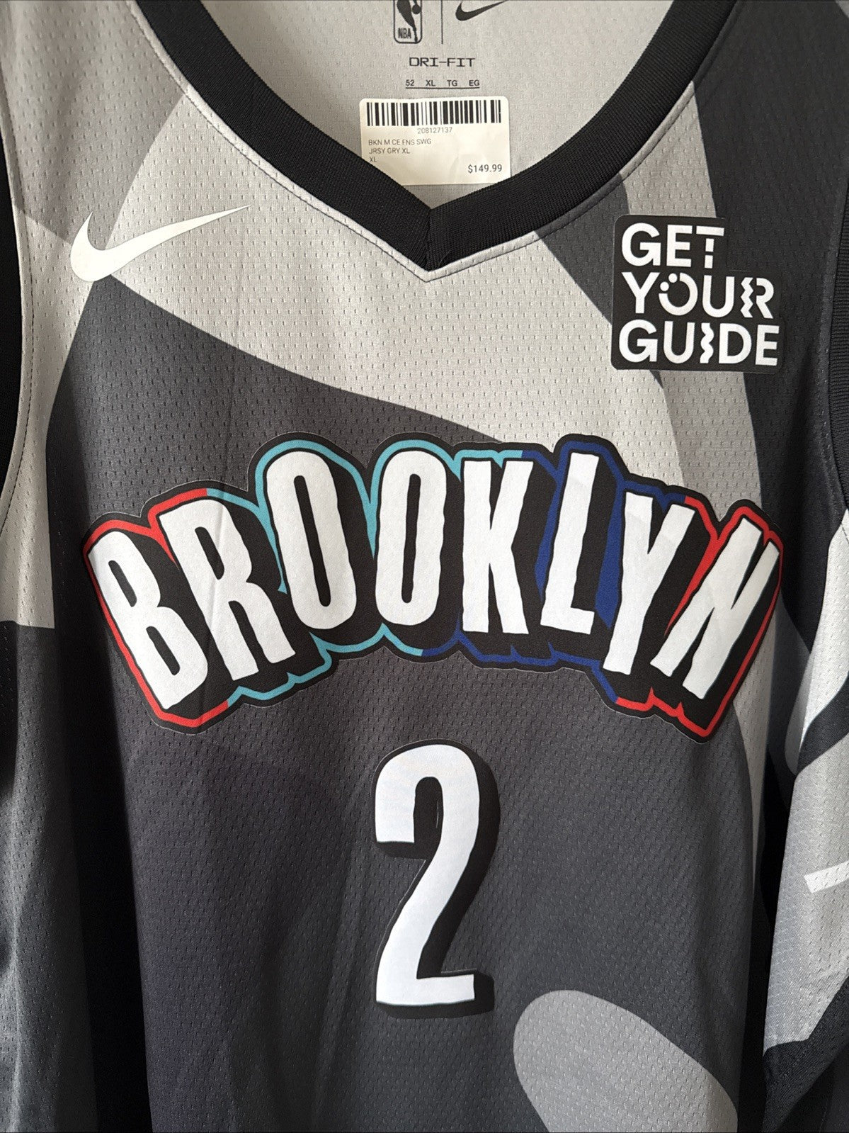 Men’s Nike x KAWS Cam Johnson #2 Brooklyn Nets City NBA Jersey Sz 52 Black RARE