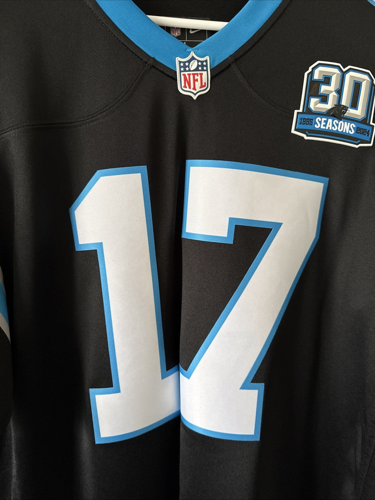 Men’s Nike Xavier Legette #17 Carolina Panthers 30 Seasons Jersey Sz L - RARE