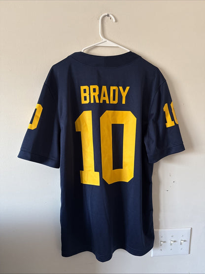 Men’s Jordan Tom Brady #10 Michigan Wolverines NCAA Game Jersey Sz M - Blue RARE