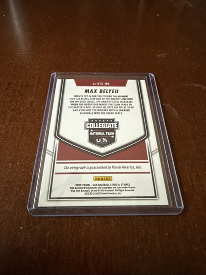 2025 Panini Stars and Stripes - Collegiate NT Signatures Max Belyeu #NTS-MB
